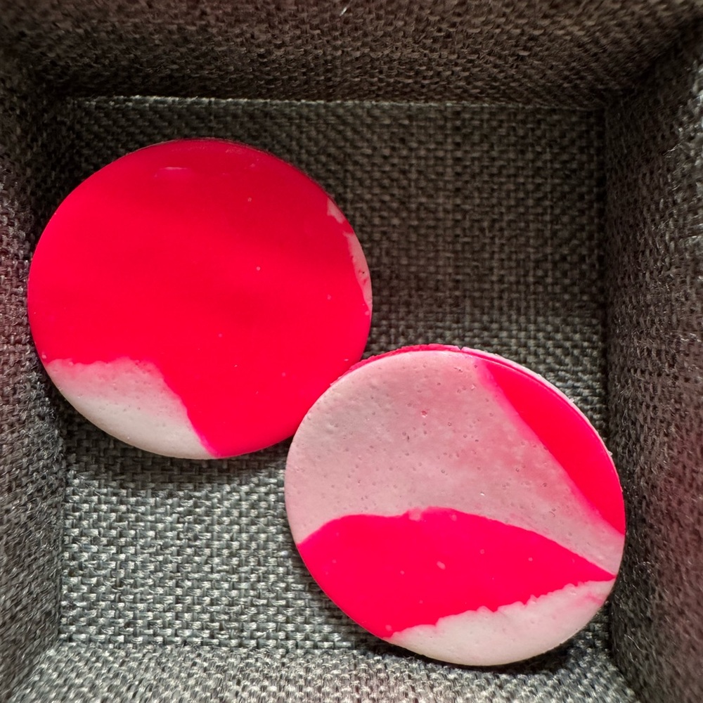Pink and White Clay Jumbo Studs